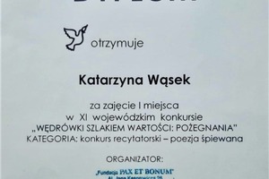 Dyplom Katarzyny Wąsek